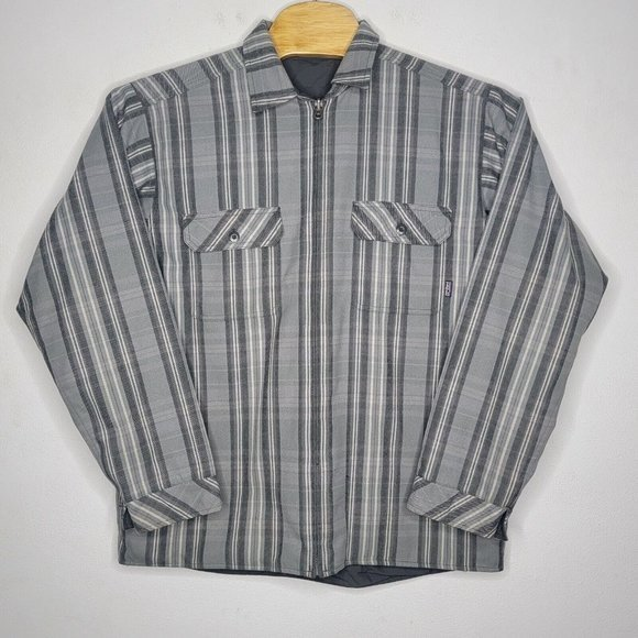 Patagonia Other - Patagonia Jacket Mens 2XL Reversible Striped Flannel Shirt Jacket Shacket Gray